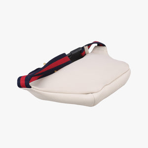 Pre-owned Gucci Gucci Print White Leather 527792 bum bag/waist bag | stylenewstar