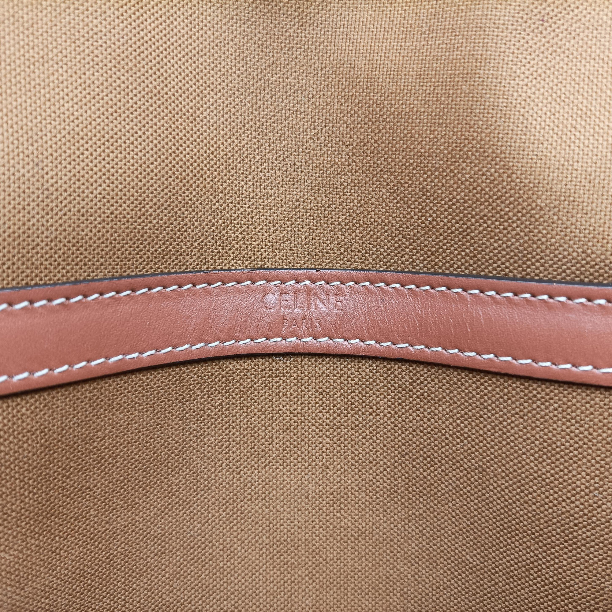 Pre-owned Celine FOLCO Triomphe Brown PVC coated canvas  shoulderbag | stylenewstar