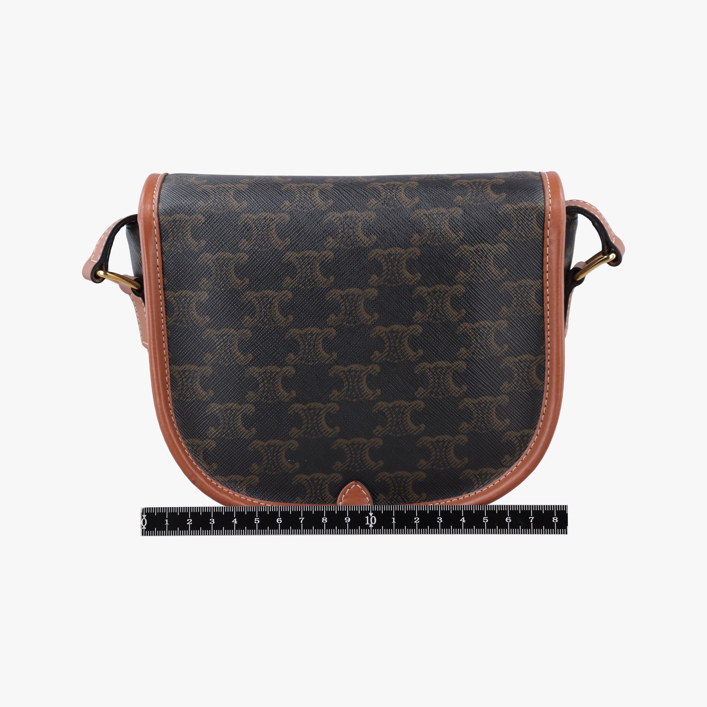 Pre-owned Celine FOLCO Triomphe Brown PVC coated canvas  shoulderbag | stylenewstar
