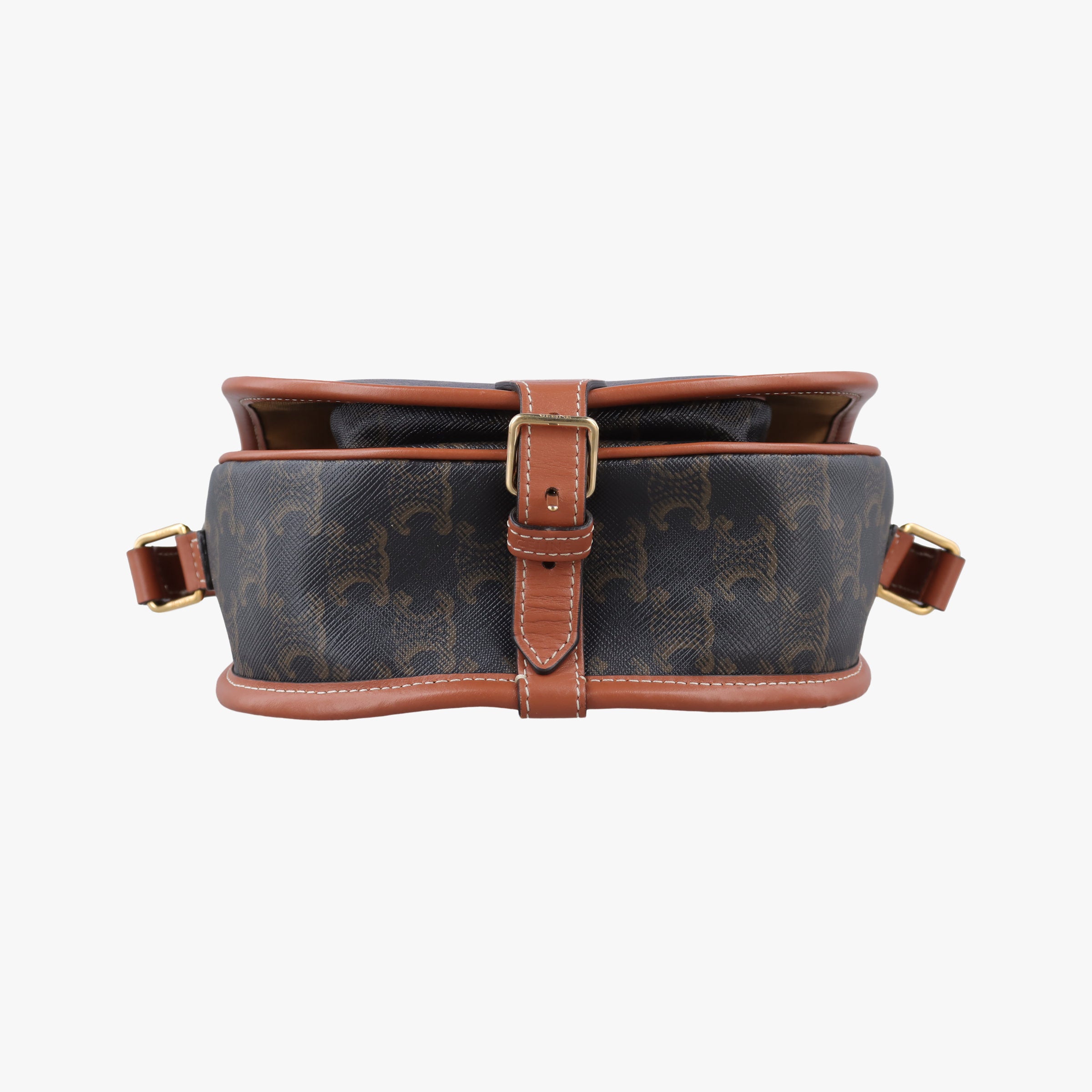 Pre-owned Celine FOLCO Triomphe Brown PVC coated canvas  shoulderbag | stylenewstar