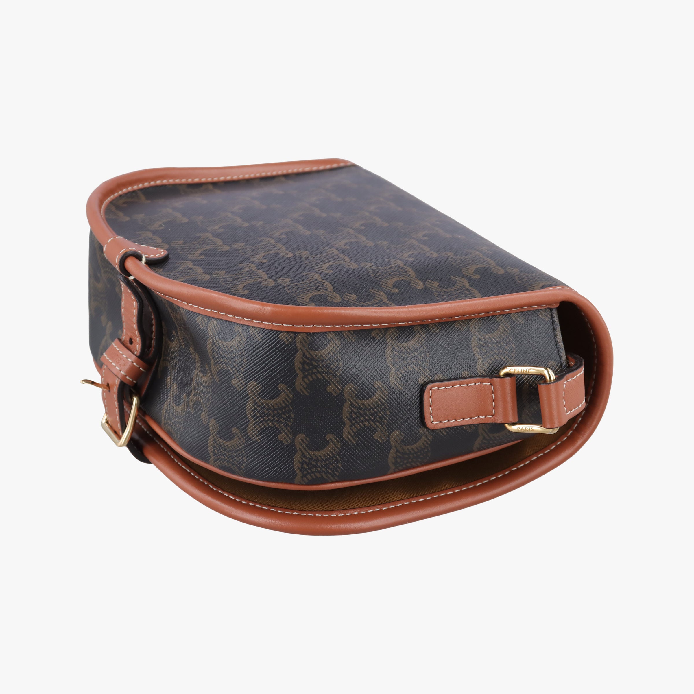 Pre-owned Celine FOLCO Triomphe Brown PVC coated canvas  shoulderbag | stylenewstar