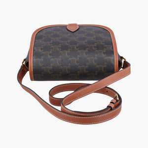 Pre-owned Celine FOLCO Triomphe Brown PVC coated canvas  shoulderbag | stylenewstar