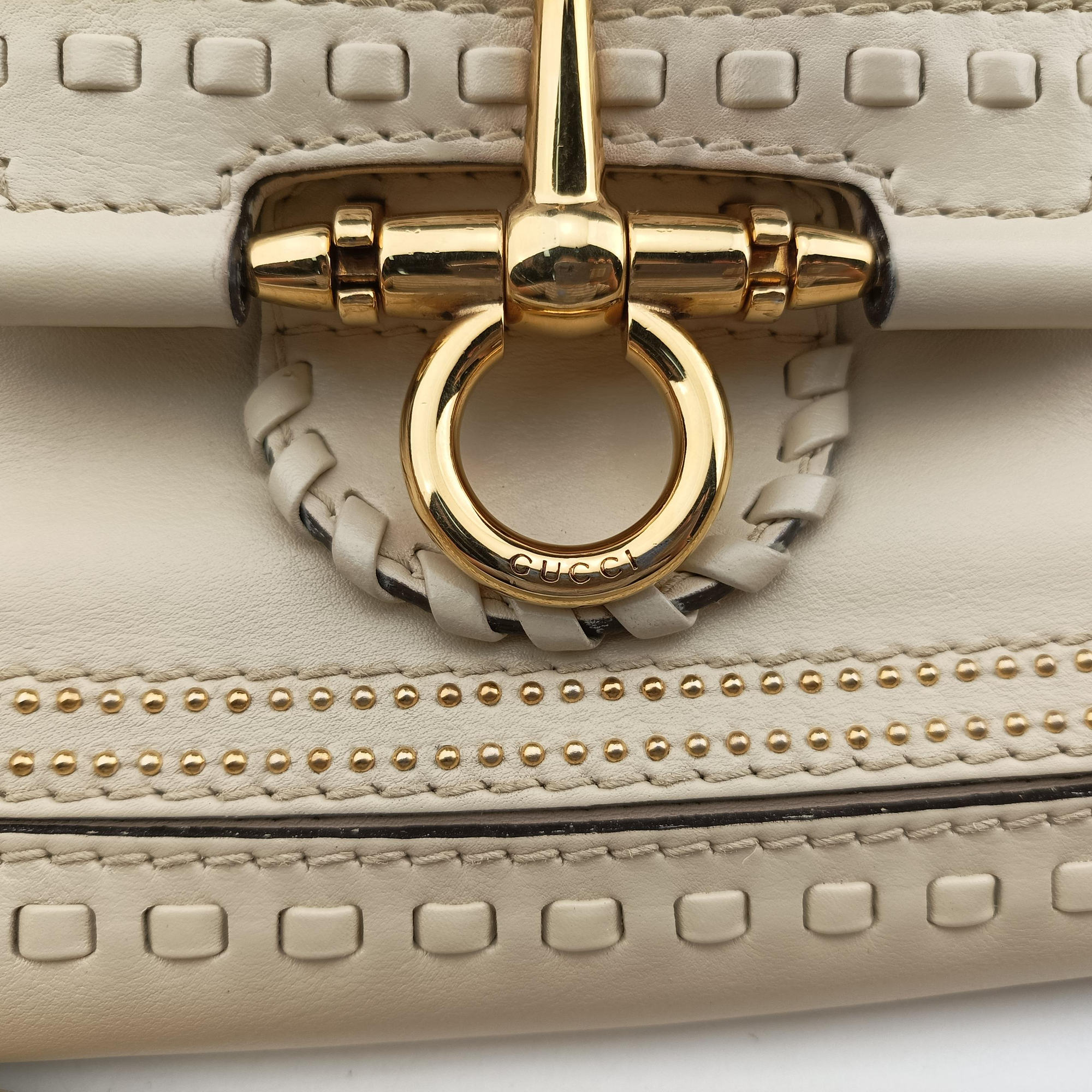 Pre-owned Gucci Snaffle Bit Beige Leather 263955 shoulderbag | stylenewstar