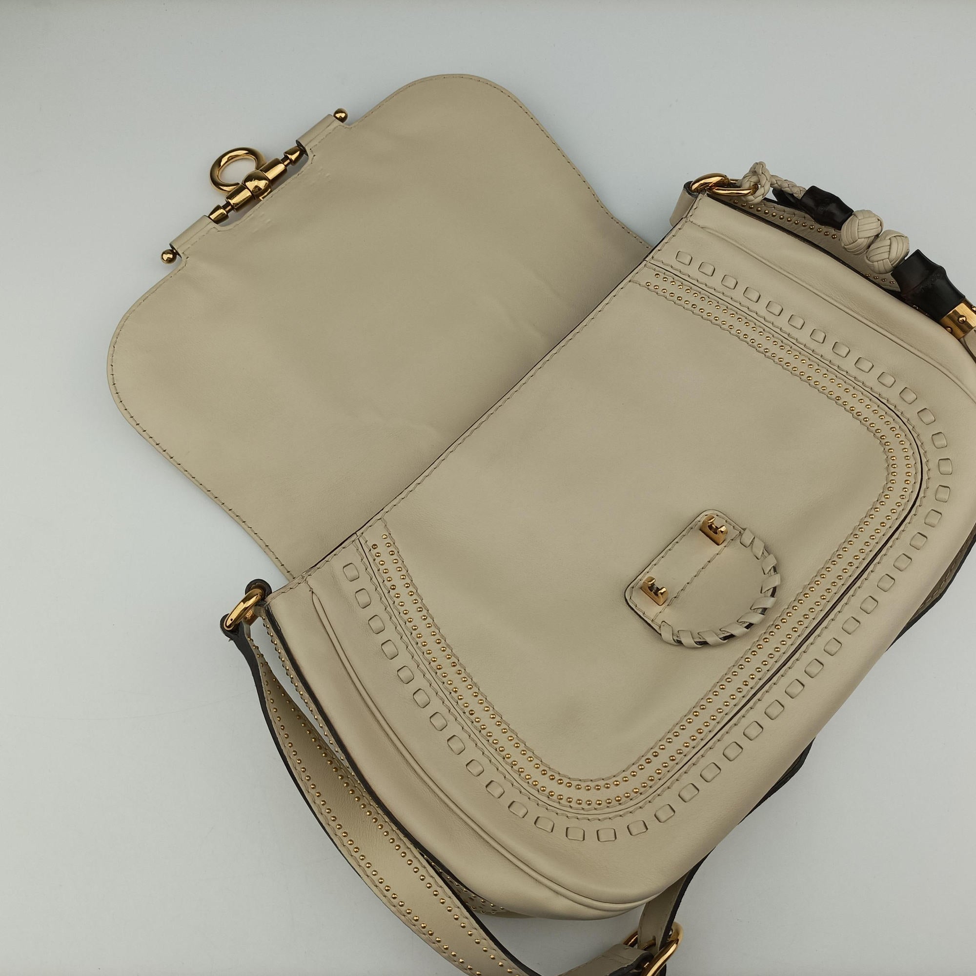 Pre-owned Gucci Snaffle Bit Beige Leather 263955 shoulderbag | stylenewstar