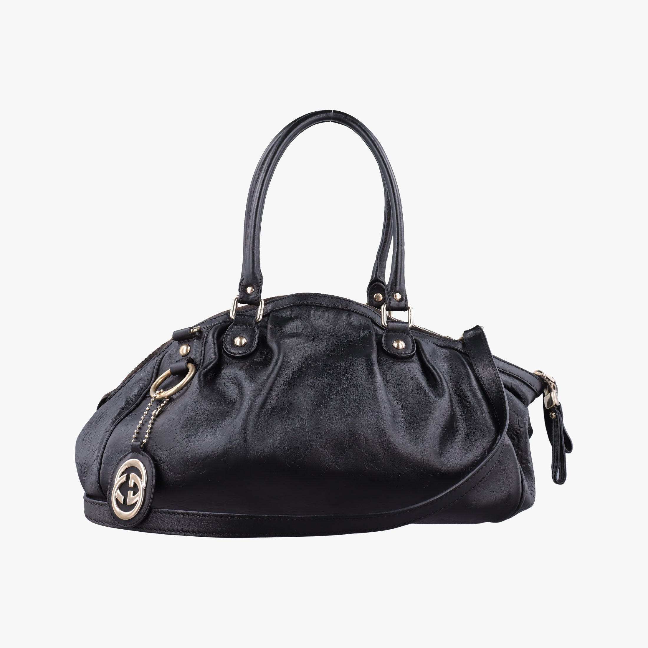 Pre-owned Gucci Sukey GUCCISSIMA Black Leather 223974 shoulderbag | stylenewstar