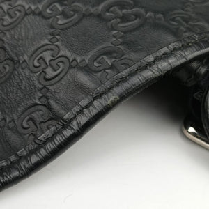 Pre-owned Gucci Guccissima Rubber Messenger Black Leather 246067 shoulderbag | stylenewstar