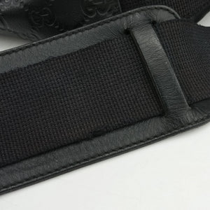 Pre-owned Gucci Guccissima Rubber Messenger Black Leather 246067 shoulderbag | stylenewstar