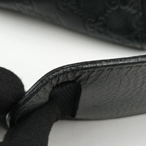 Pre-owned Gucci Guccissima Rubber Messenger Black Leather 246067 shoulderbag | stylenewstar