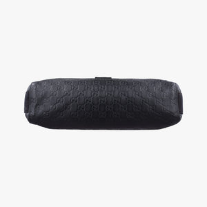 Pre-owned Gucci Guccissima Rubber Messenger Black Leather 246067 shoulderbag | stylenewstar