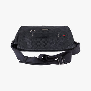 Pre-owned Gucci Guccissima Rubber Messenger Black Leather 246067 shoulderbag | stylenewstar