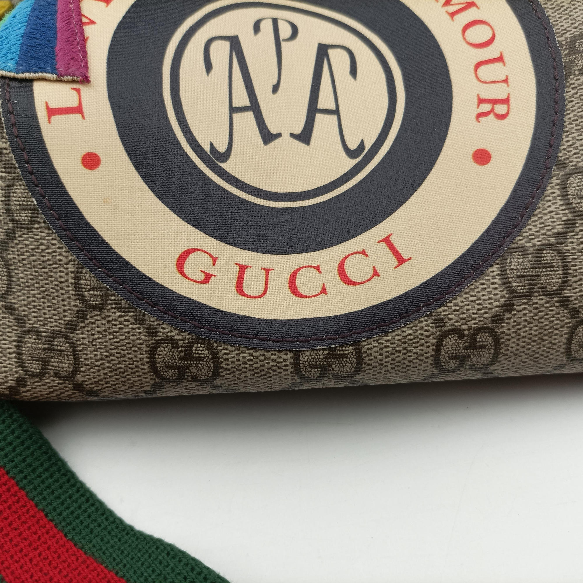 Pre-owned Gucci GG Supreme Courrier Brown×multicolor PVC coated canvas 529711 bum bag/waist bag | stylenewstar