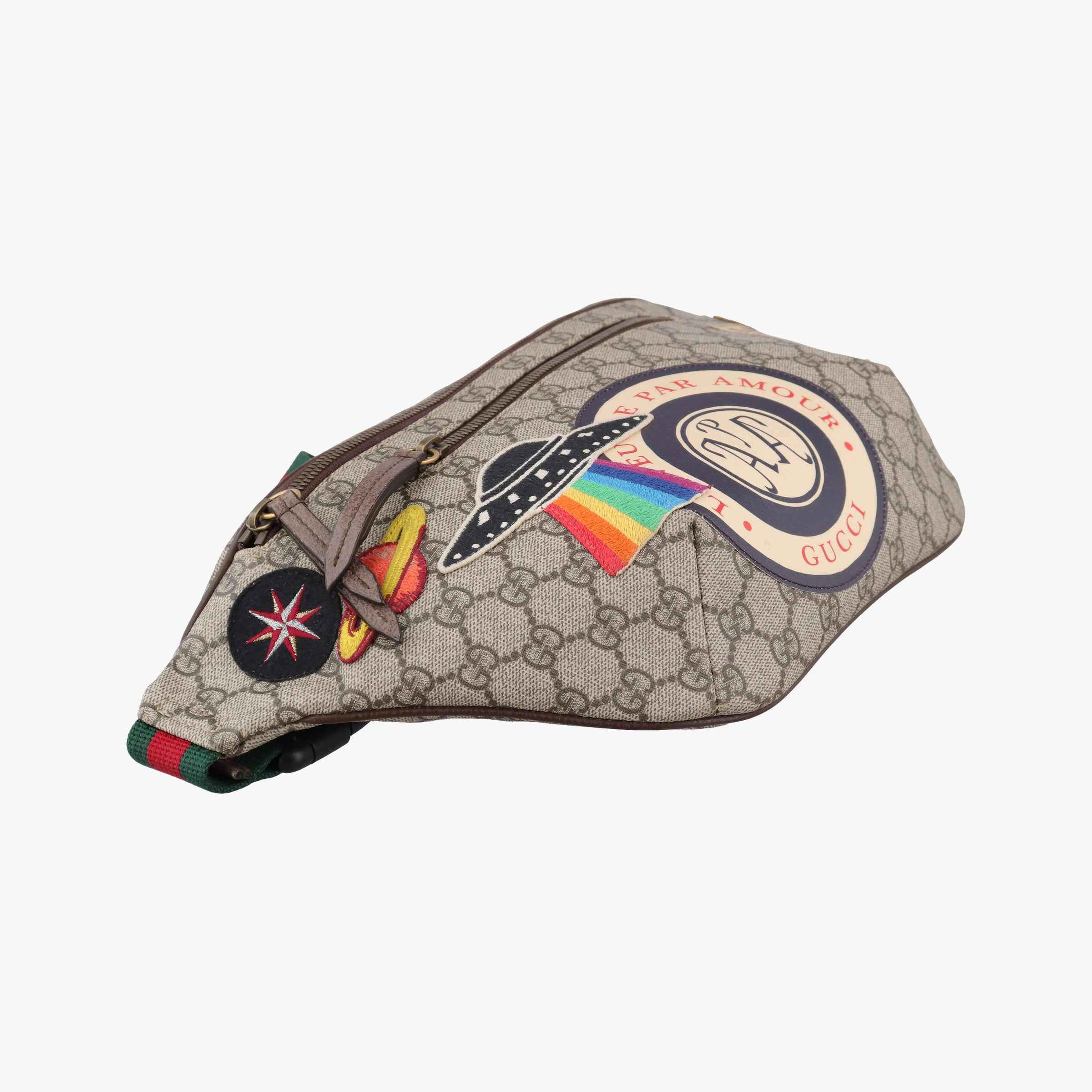 Pre-owned Gucci GG Supreme Courrier Brown×multicolor PVC coated canvas 529711 bum bag/waist bag | stylenewstar