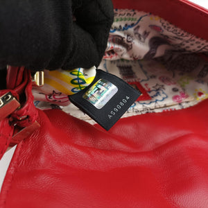 Pre-owned Fendi BAGUETTE Red Leather 8BK060 shoulderbag | stylenewstar