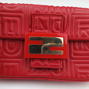 Pre-owned Fendi BAGUETTE Red Leather 8BK060 shoulderbag | stylenewstar