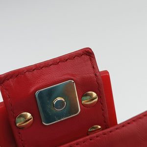 Pre-owned Fendi BAGUETTE Red Leather 8BK060 shoulderbag | stylenewstar