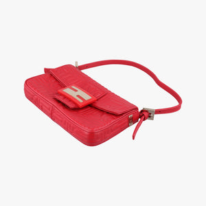 Pre-owned Fendi BAGUETTE Red Leather 8BK060 shoulderbag | stylenewstar