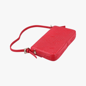 Pre-owned Fendi BAGUETTE Red Leather 8BK060 shoulderbag | stylenewstar