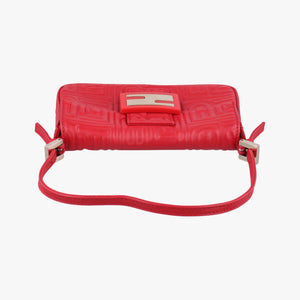 Pre-owned Fendi BAGUETTE Red Leather 8BK060 shoulderbag | stylenewstar