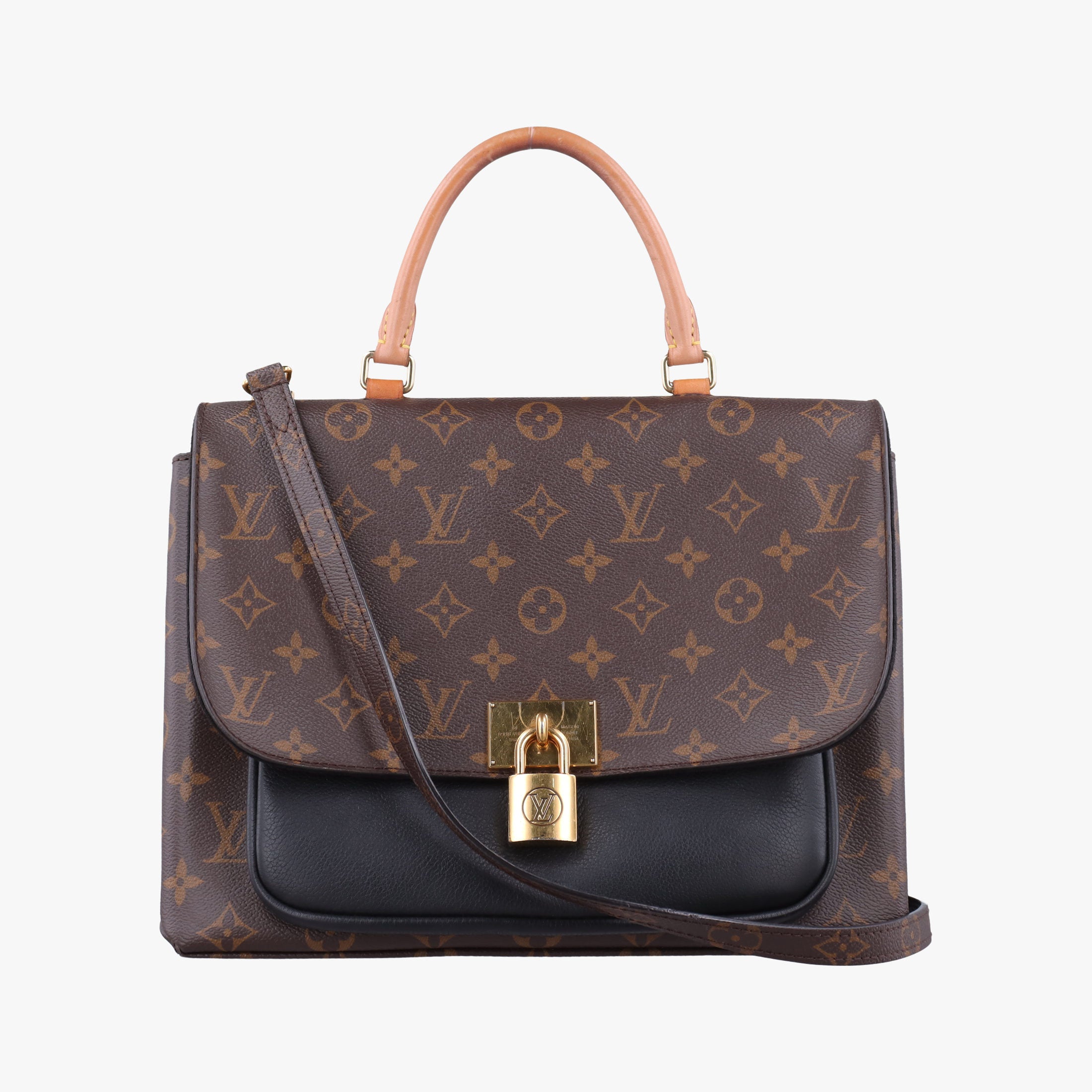 Pre-owned Louis Vuitton MARIGNAN brown×black Monogram Canvas×calf leather M44259 shoulderbag | stylenewstar
