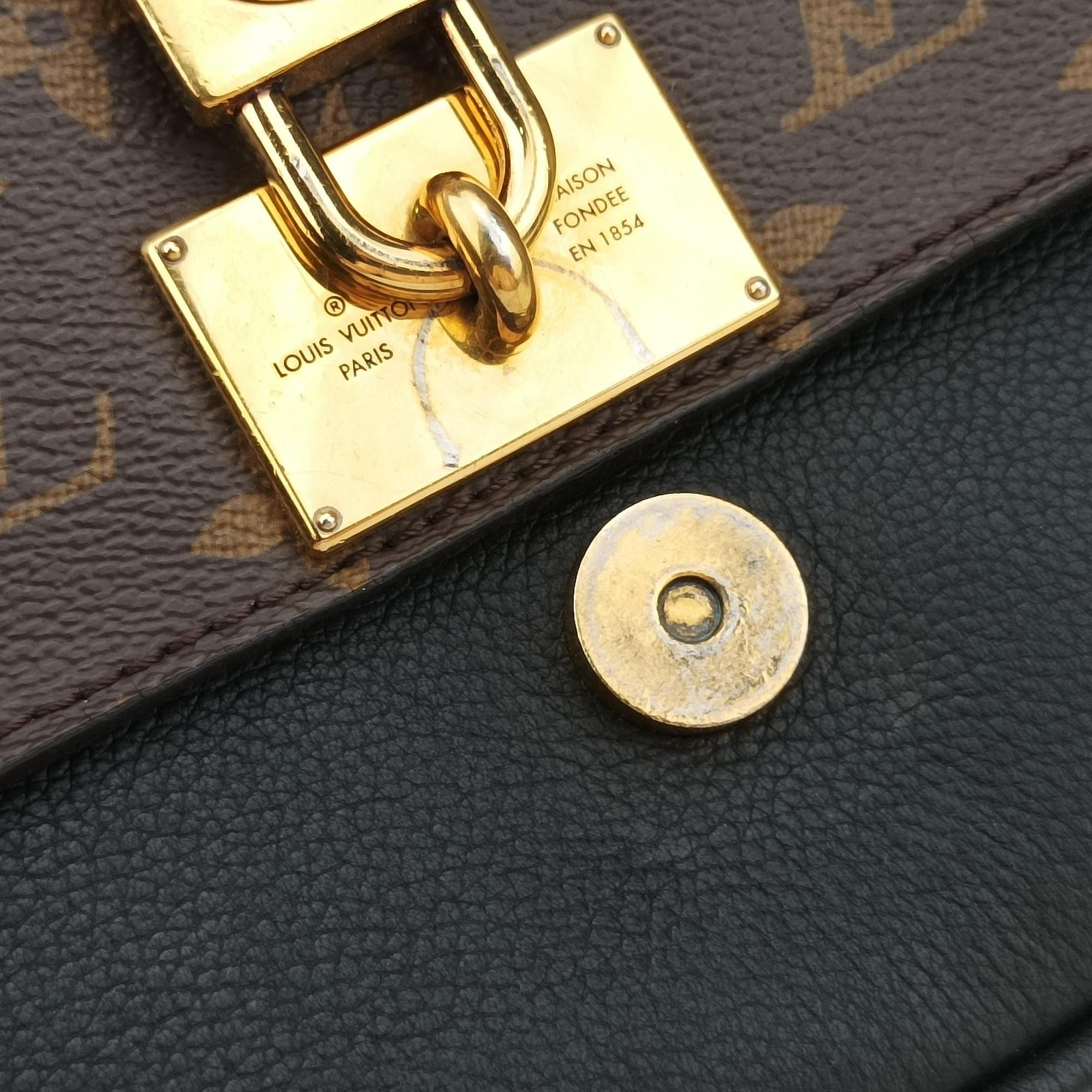 Pre-owned Louis Vuitton MARIGNAN brown×black Monogram Canvas×calf leather M44259 shoulderbag | stylenewstar