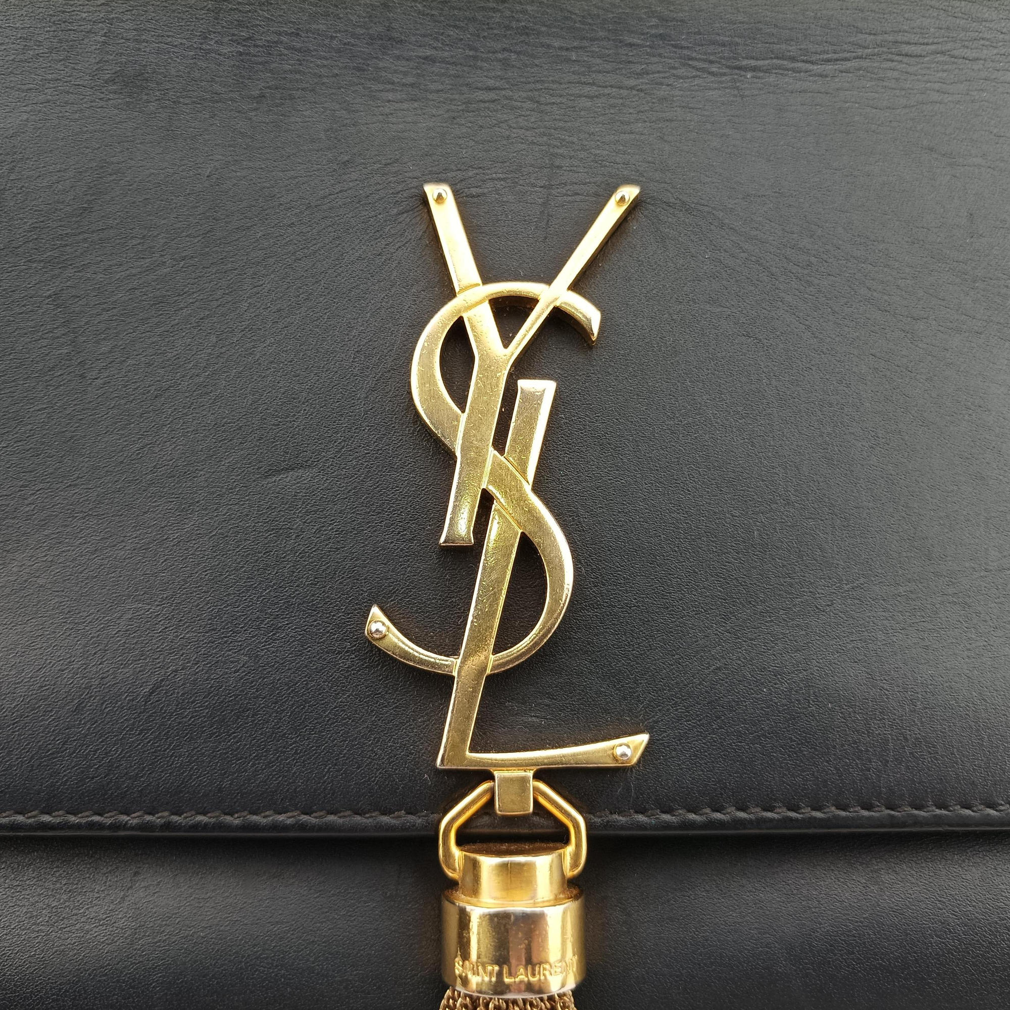 Pre-owned Yves Saint Laurent KATE Black Leather 354119 shoulderbag | stylenewstar