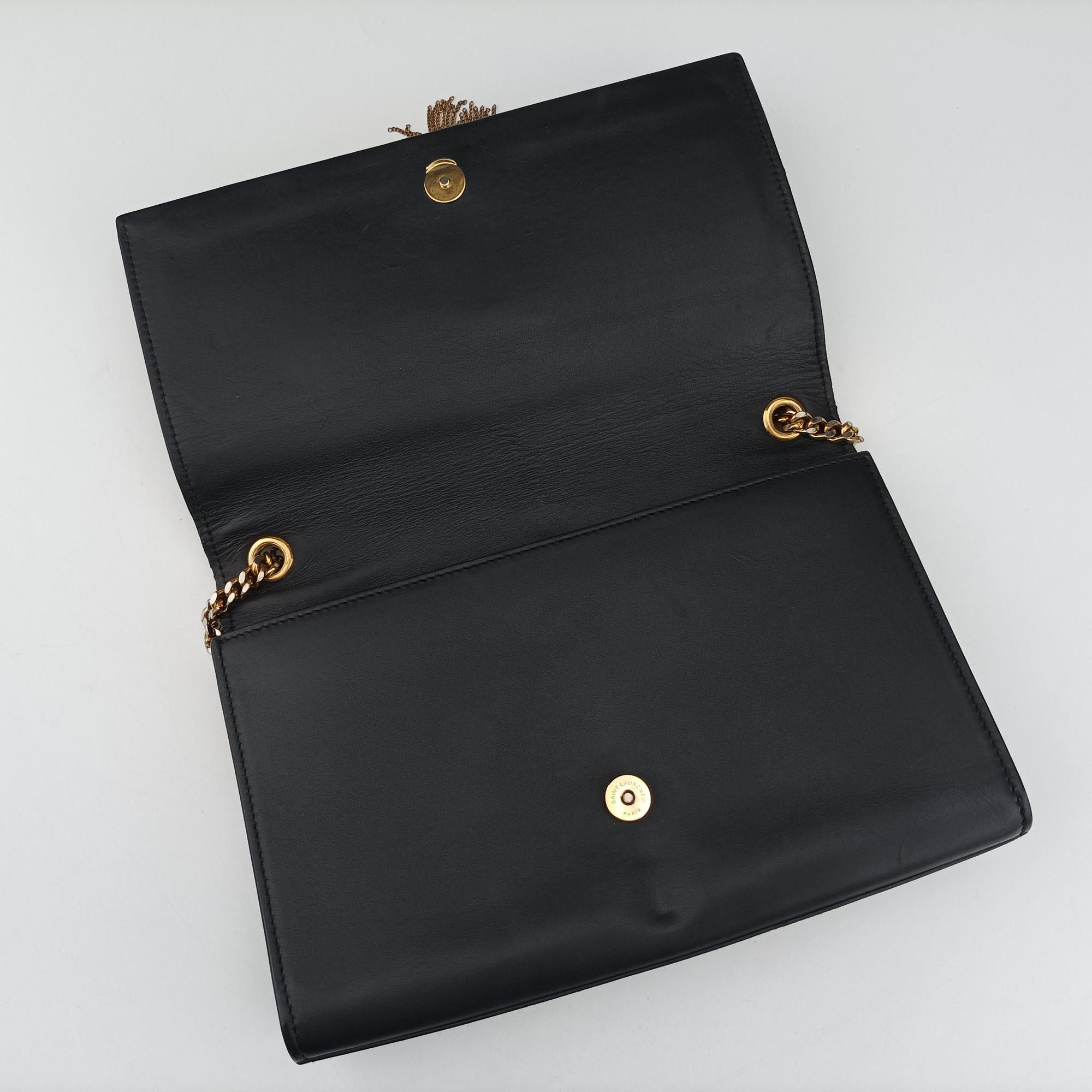 Pre-owned Yves Saint Laurent KATE Black Leather 354119 shoulderbag | stylenewstar