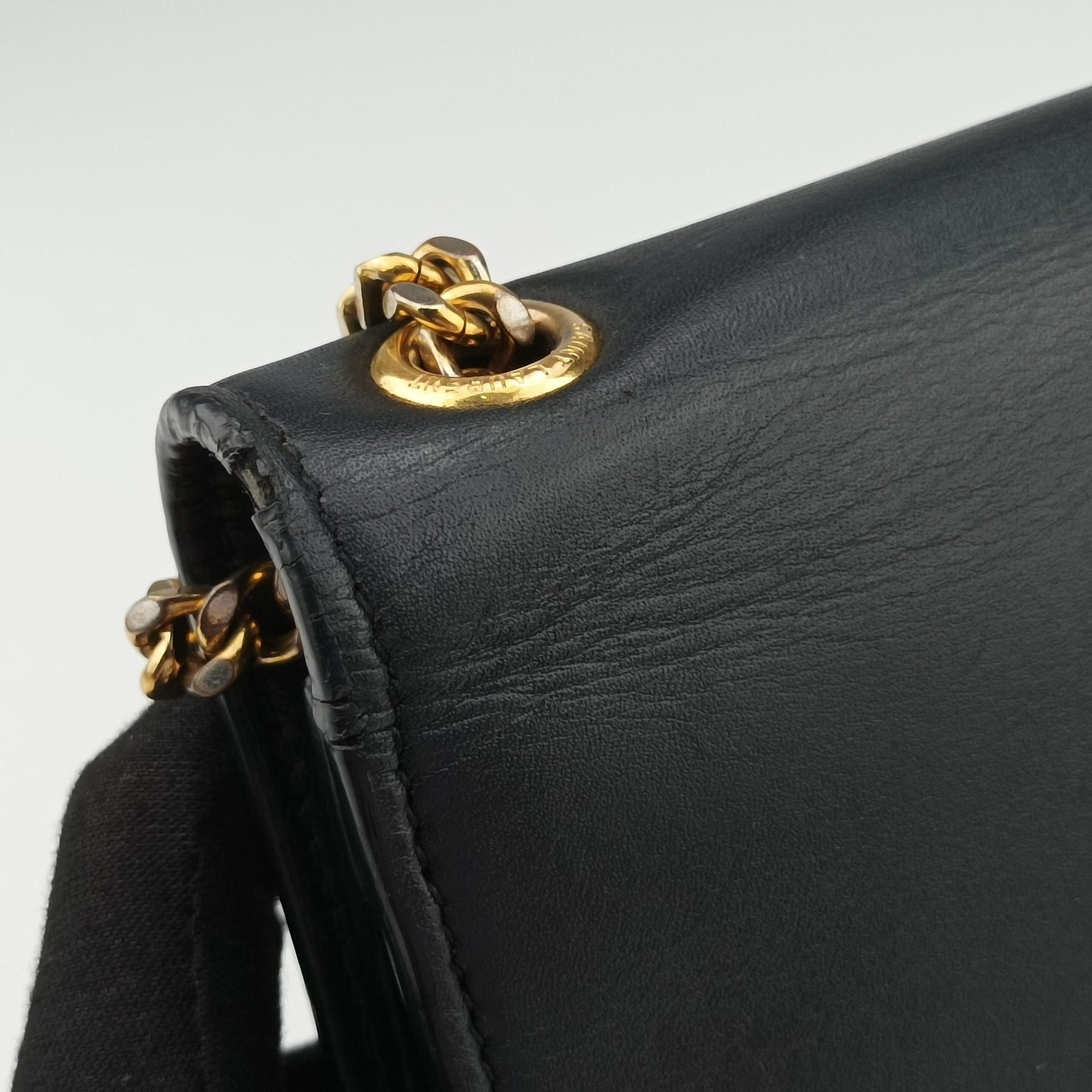 Pre-owned Yves Saint Laurent KATE Black Leather 354119 shoulderbag | stylenewstar