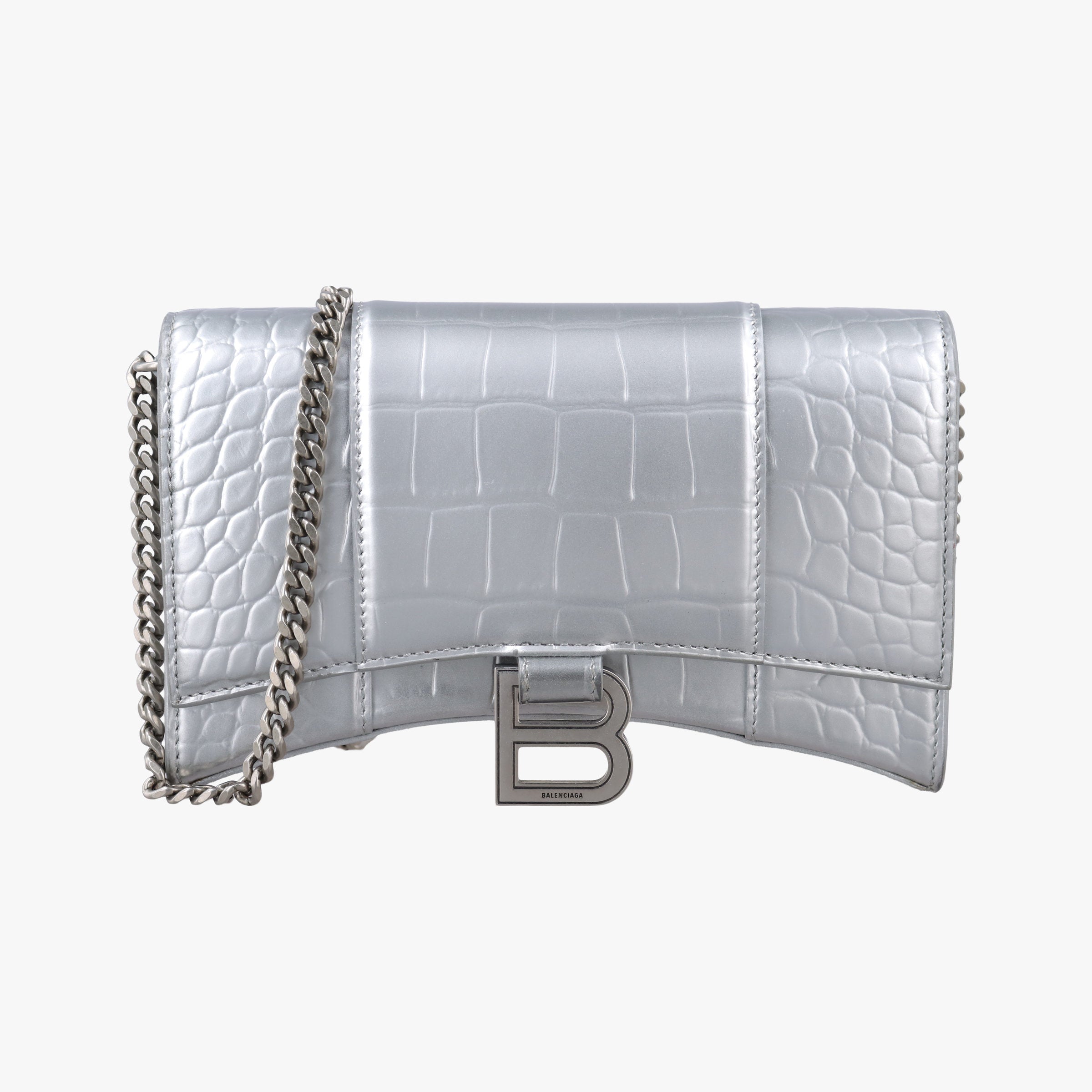Pre-owned Balenciaga Hourglass Silver Leather  shoulderbag | stylenewstar