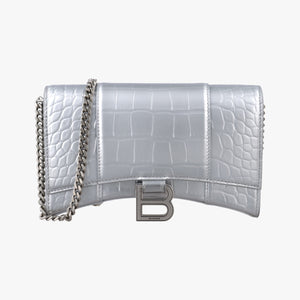 Pre-owned Balenciaga Hourglass Silver Leather  shoulderbag | stylenewstar