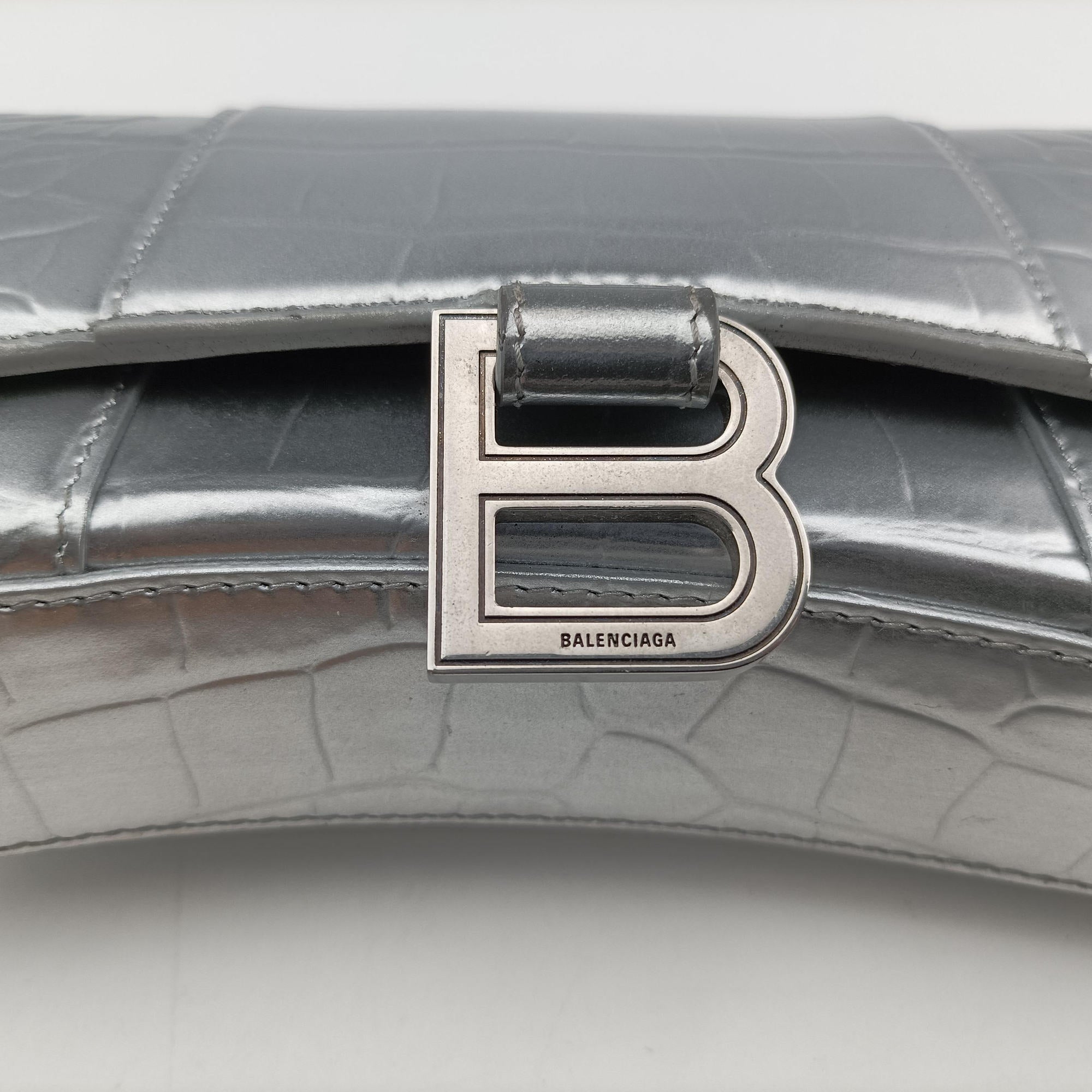 Pre-owned Balenciaga Hourglass Silver Leather  shoulderbag | stylenewstar