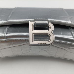 Pre-owned Balenciaga Hourglass Silver Leather  shoulderbag | stylenewstar