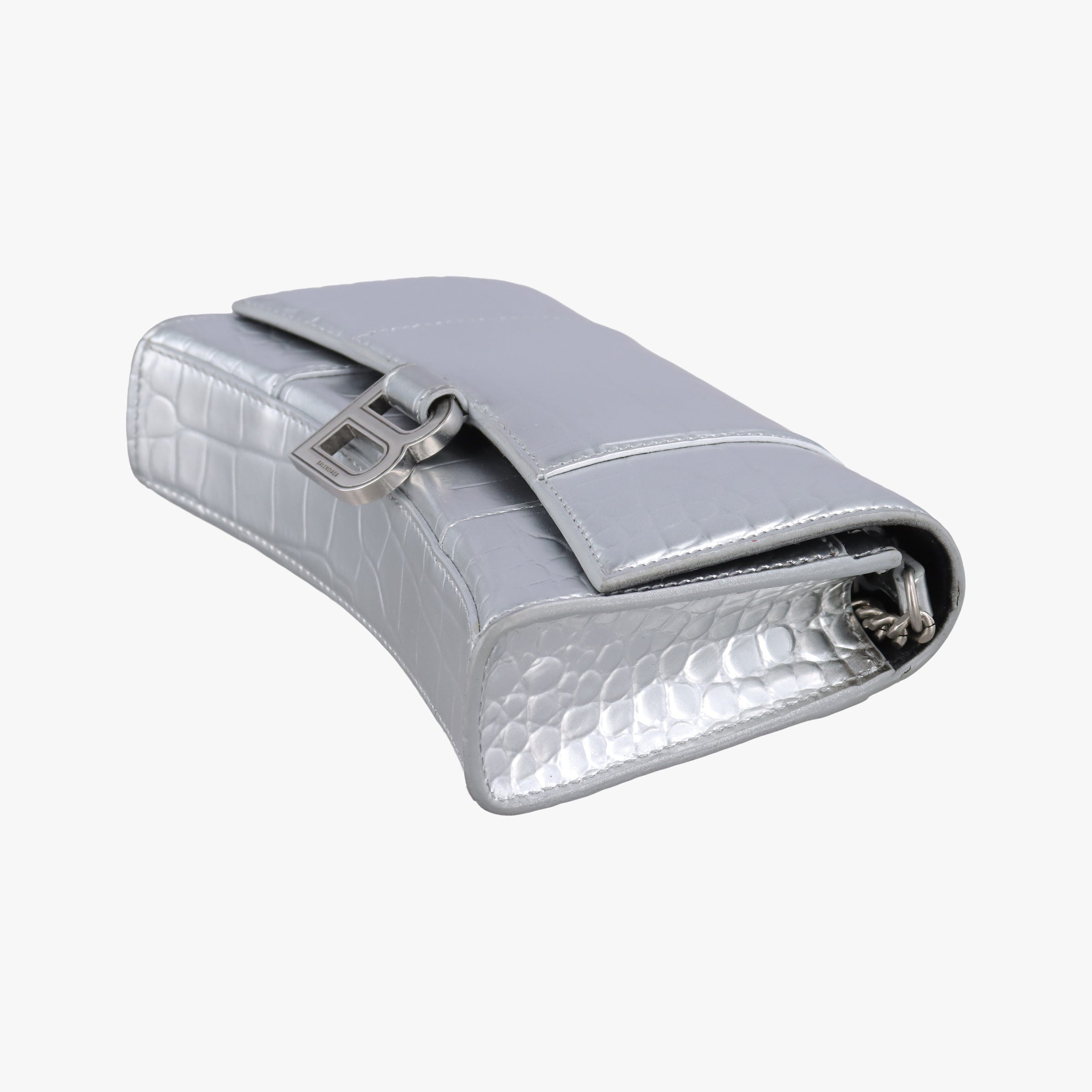 Pre-owned Balenciaga Hourglass Silver Leather  shoulderbag | stylenewstar