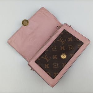 Pre-owned Louis Vuitton Portefeuille FLORE Chain brown×ROSE BALLERIN Monogram Canvas×calf leather M67405 shoulderbag | stylenewstar