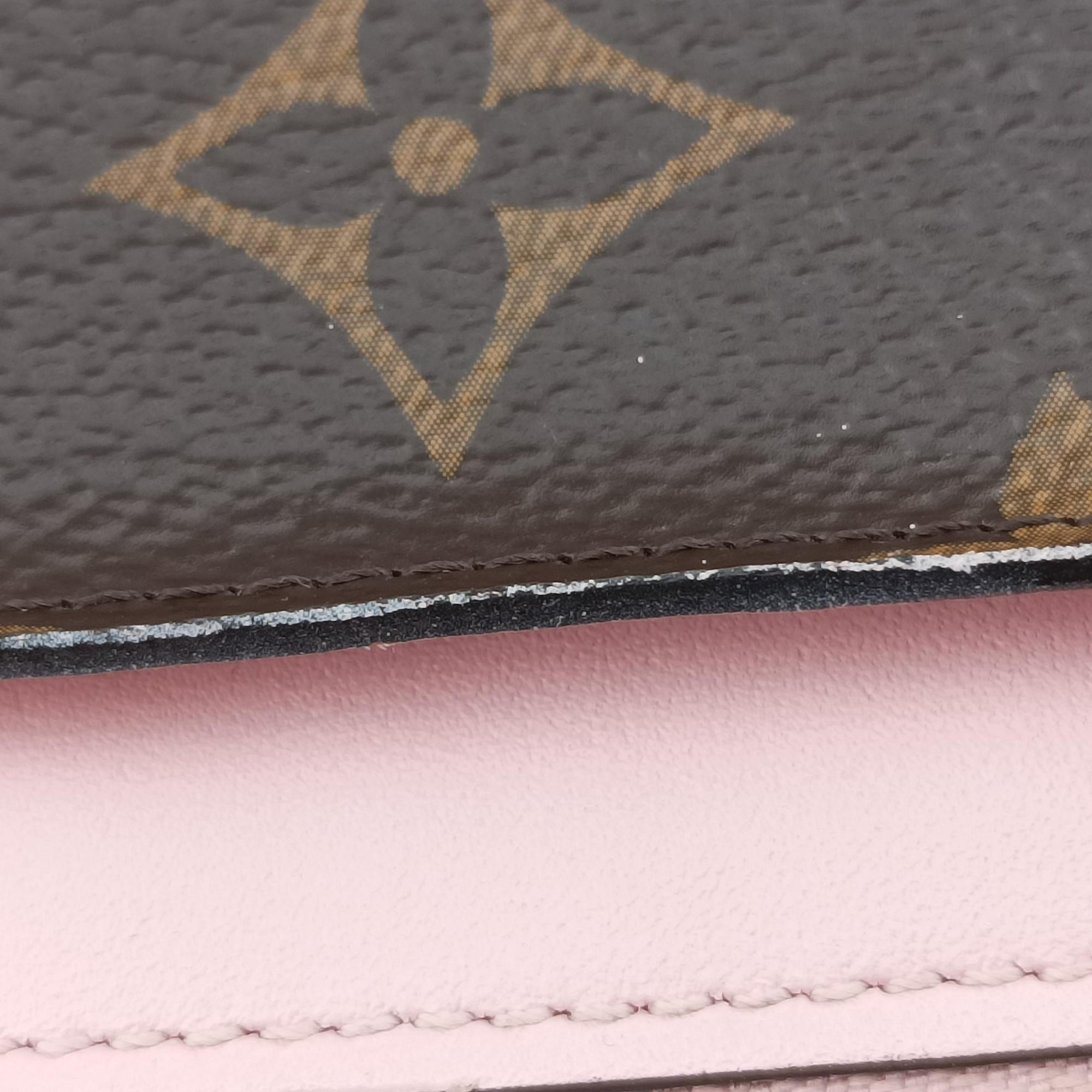 Pre-owned Louis Vuitton Portefeuille FLORE Chain brown×ROSE BALLERIN Monogram Canvas×calf leather M67405 shoulderbag | stylenewstar