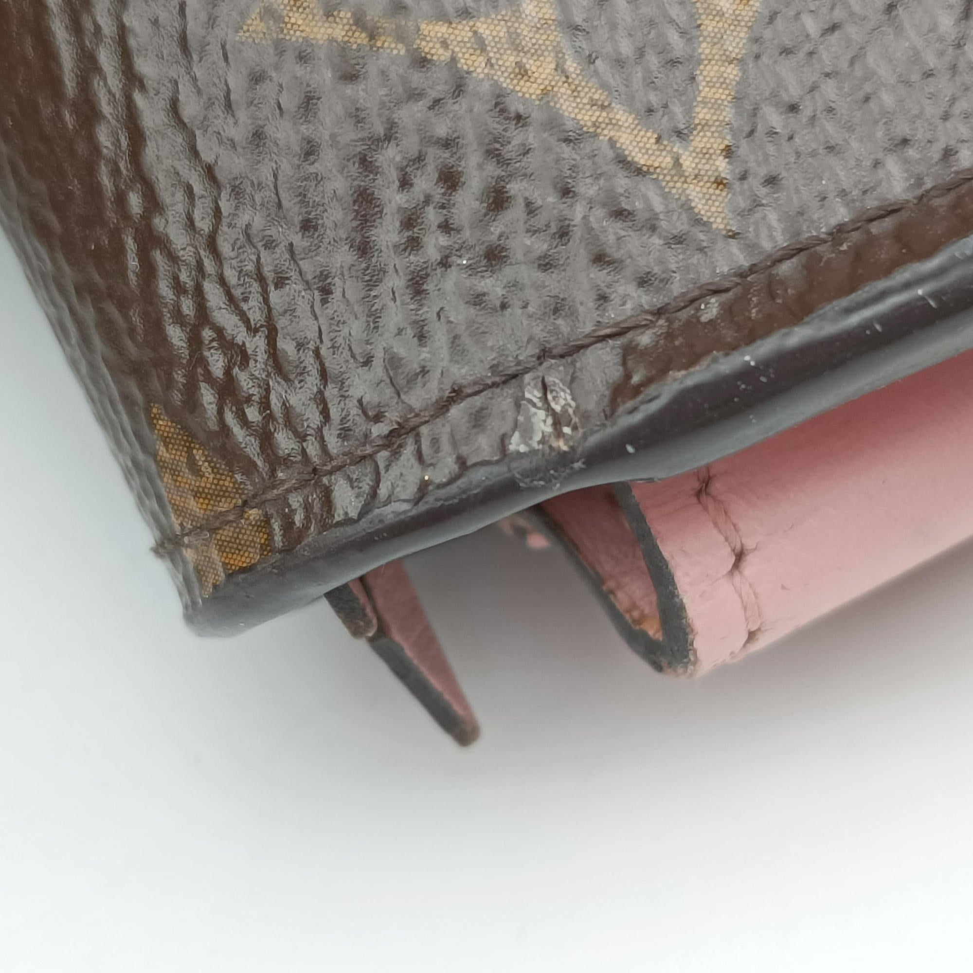 Pre-owned Louis Vuitton Portefeuille FLORE Chain brown×ROSE BALLERIN Monogram Canvas×calf leather M67405 shoulderbag | stylenewstar
