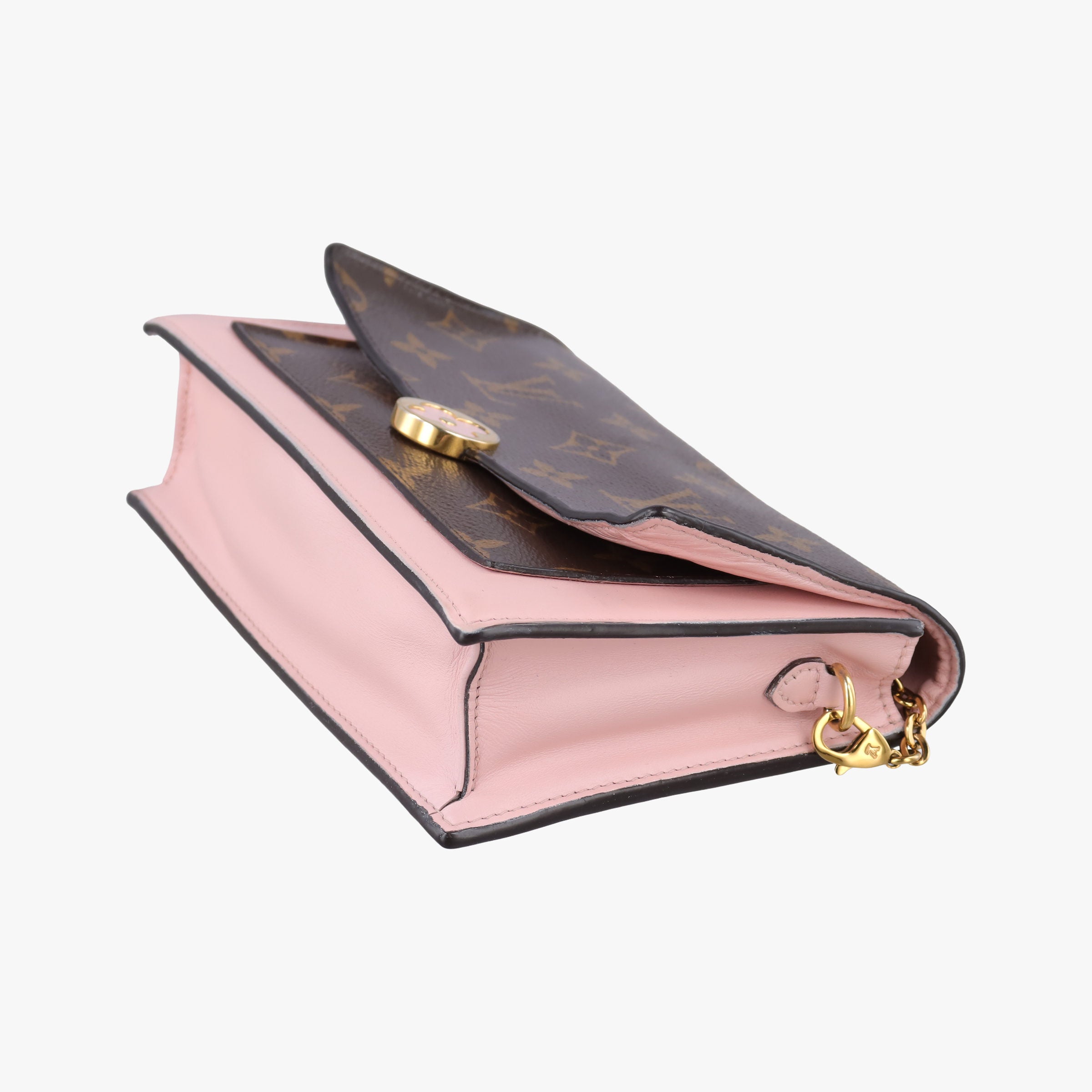 Pre-owned Louis Vuitton Portefeuille FLORE Chain brown×ROSE BALLERIN Monogram Canvas×calf leather M67405 shoulderbag | stylenewstar