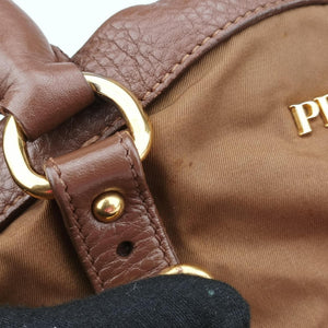 Secondhand Prada Tessuto Nappa Gaufre Satchel Rovere Brown nylon×Leather  shoulderbag | stylenewstar
