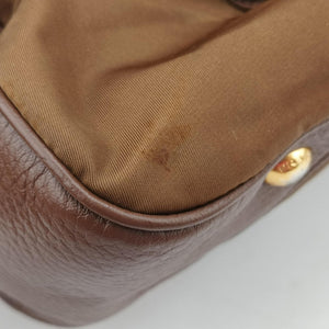 Secondhand Prada Tessuto Nappa Gaufre Satchel Rovere Brown nylon×Leather  shoulderbag | stylenewstar
