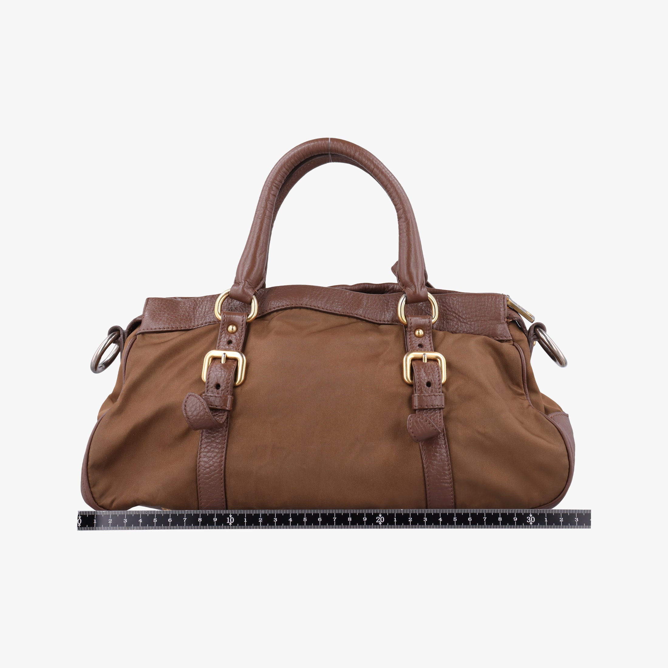 Secondhand Prada Tessuto Nappa Gaufre Satchel Rovere Brown nylon×Leather  shoulderbag | stylenewstar