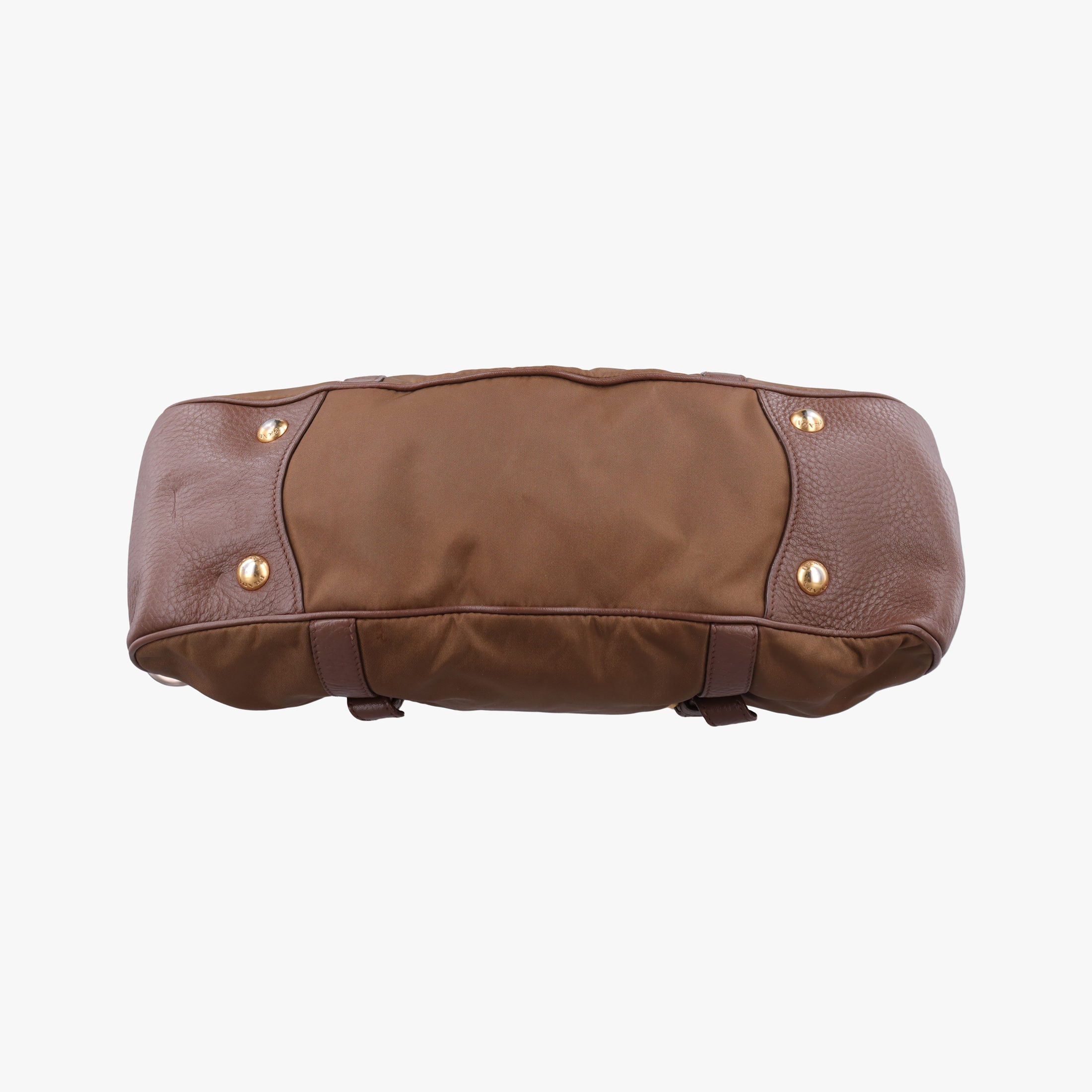 Secondhand Prada Tessuto Nappa Gaufre Satchel Rovere Brown nylon×Leather  shoulderbag | stylenewstar
