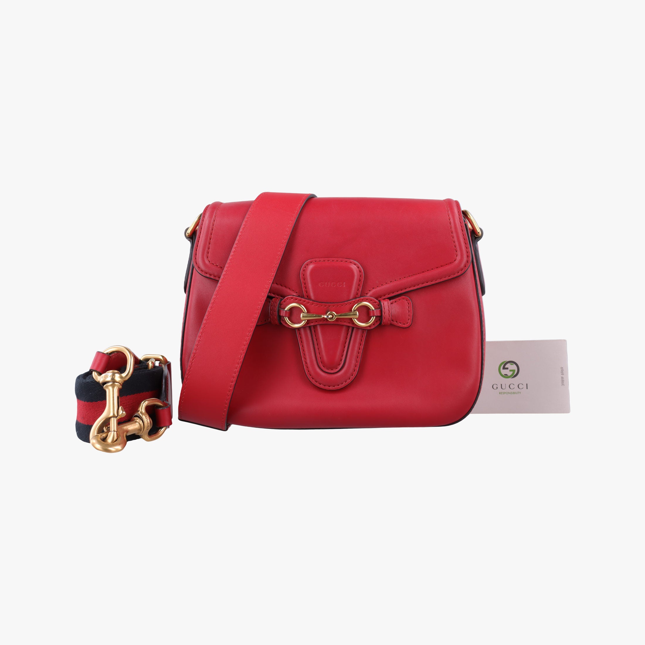 Pre-owned Gucci Lady Web Red Leather 380573 shoulderbag | stylenewstar