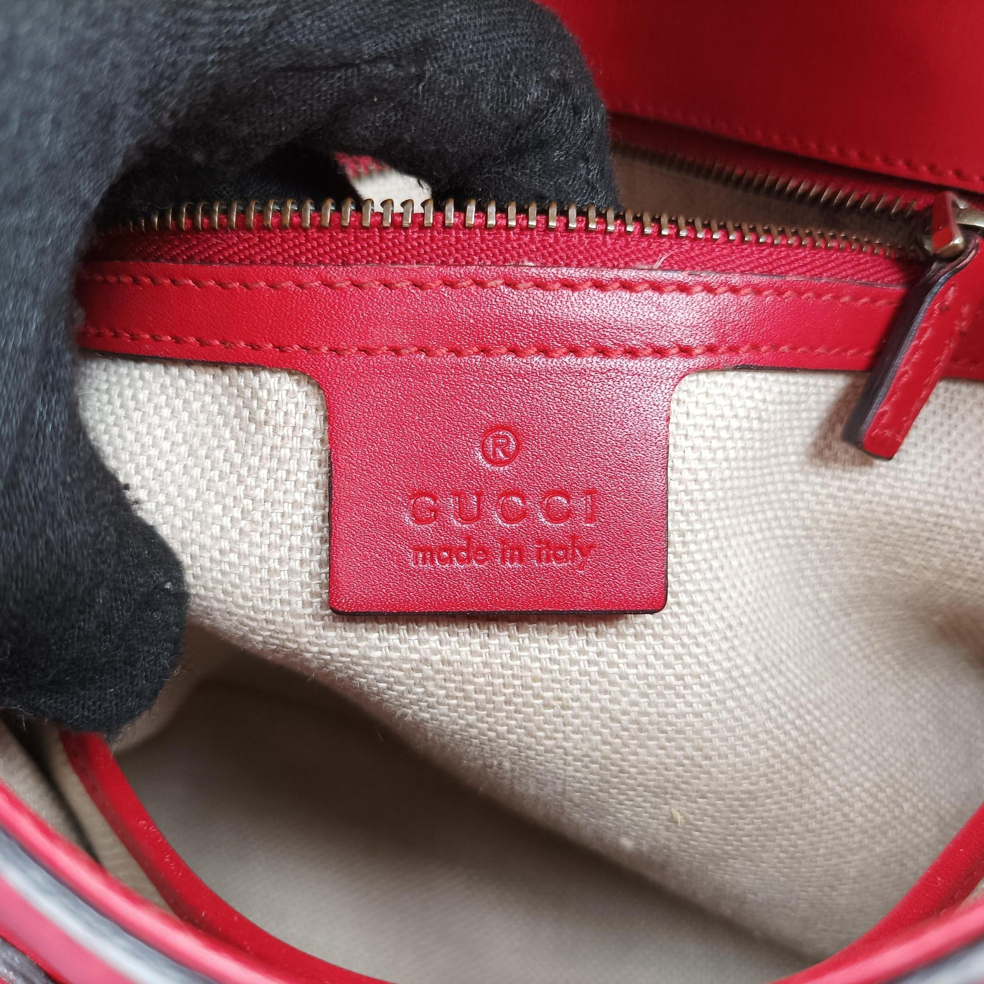 Pre-owned Gucci Lady Web Red Leather 380573 shoulderbag | stylenewstar