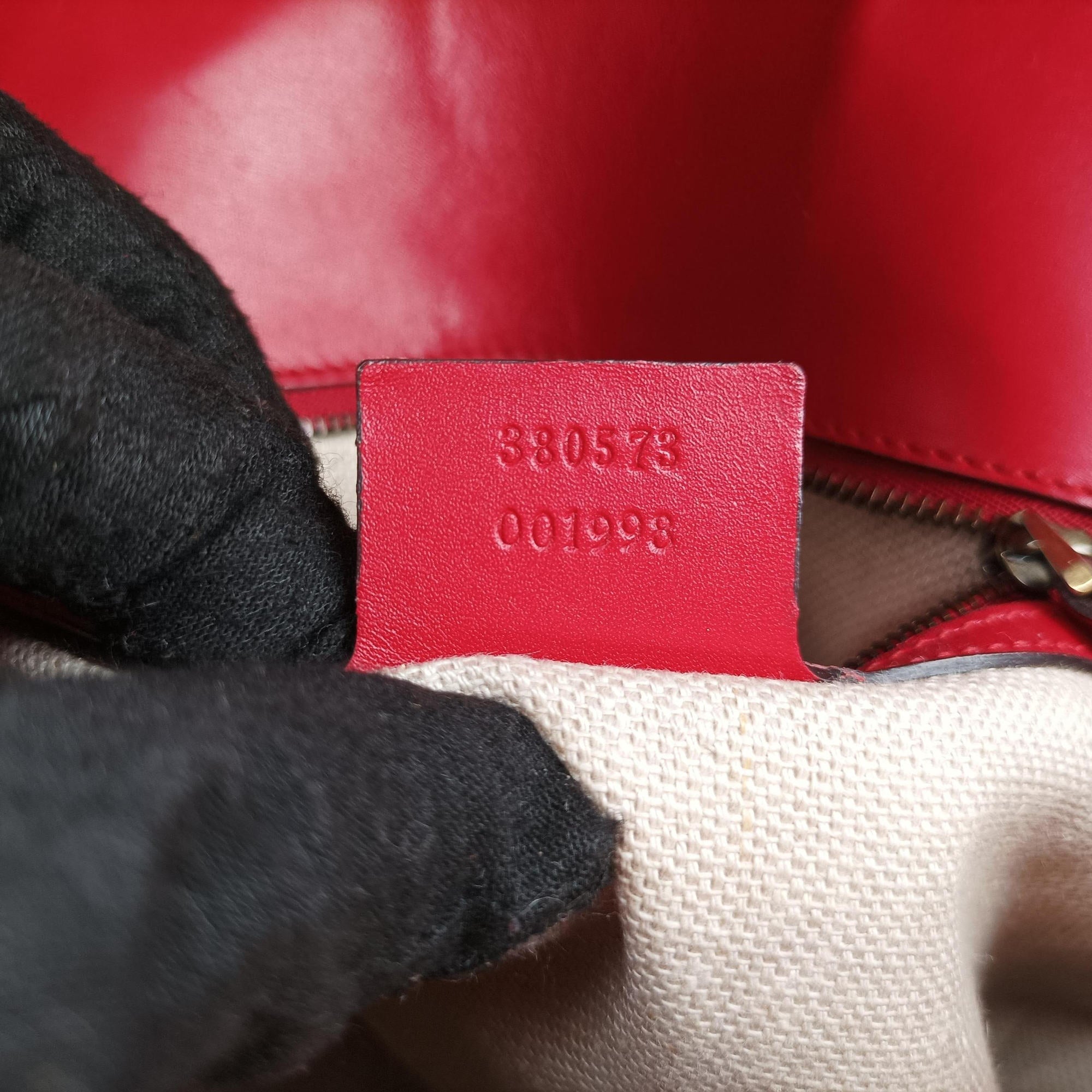 Pre-owned Gucci Lady Web Red Leather 380573 shoulderbag | stylenewstar