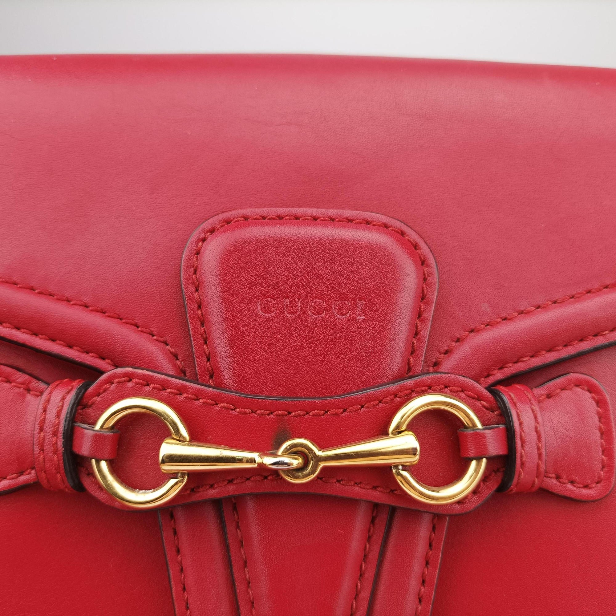 Pre-owned Gucci Lady Web Red Leather 380573 shoulderbag | stylenewstar