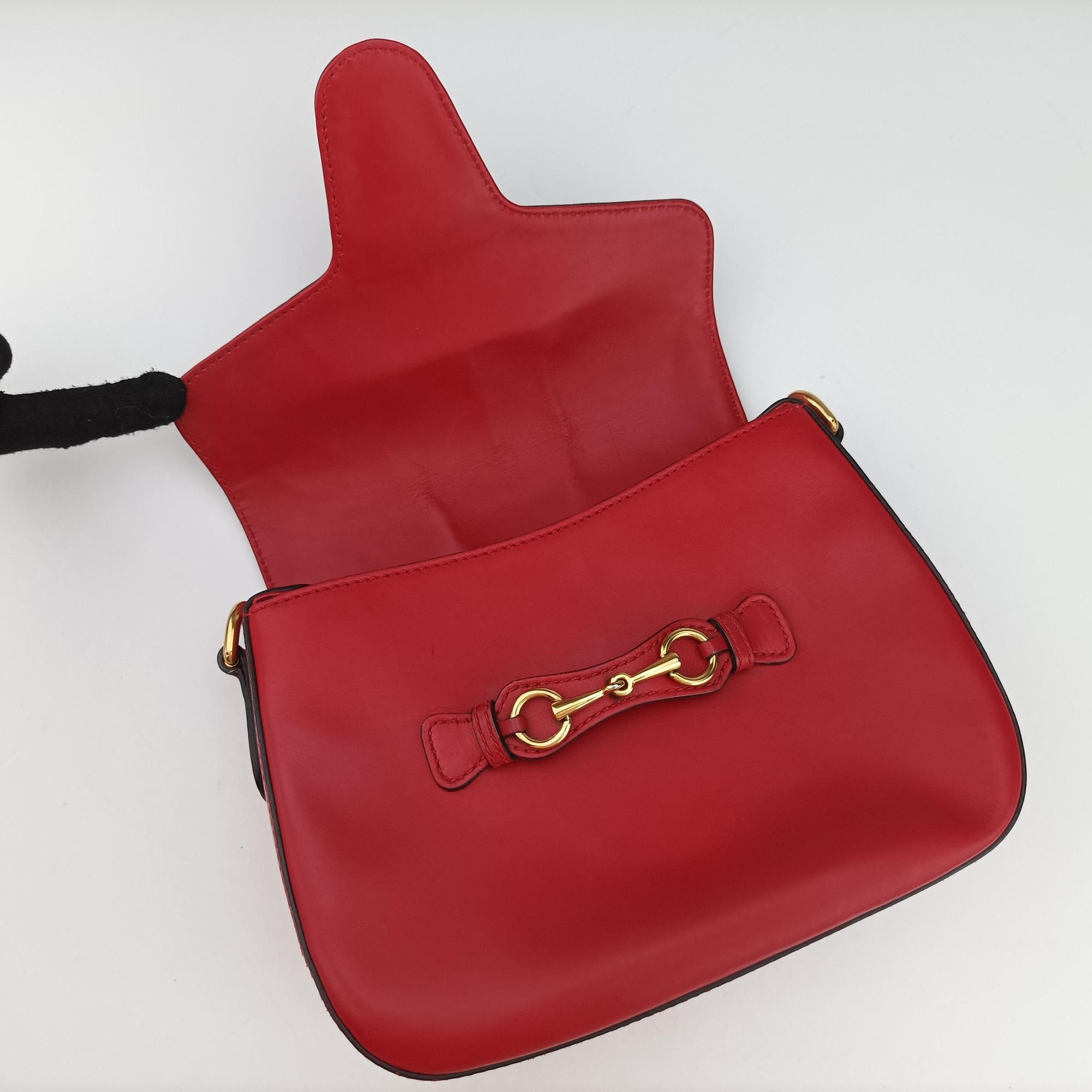 Pre-owned Gucci Lady Web Red Leather 380573 shoulderbag | stylenewstar