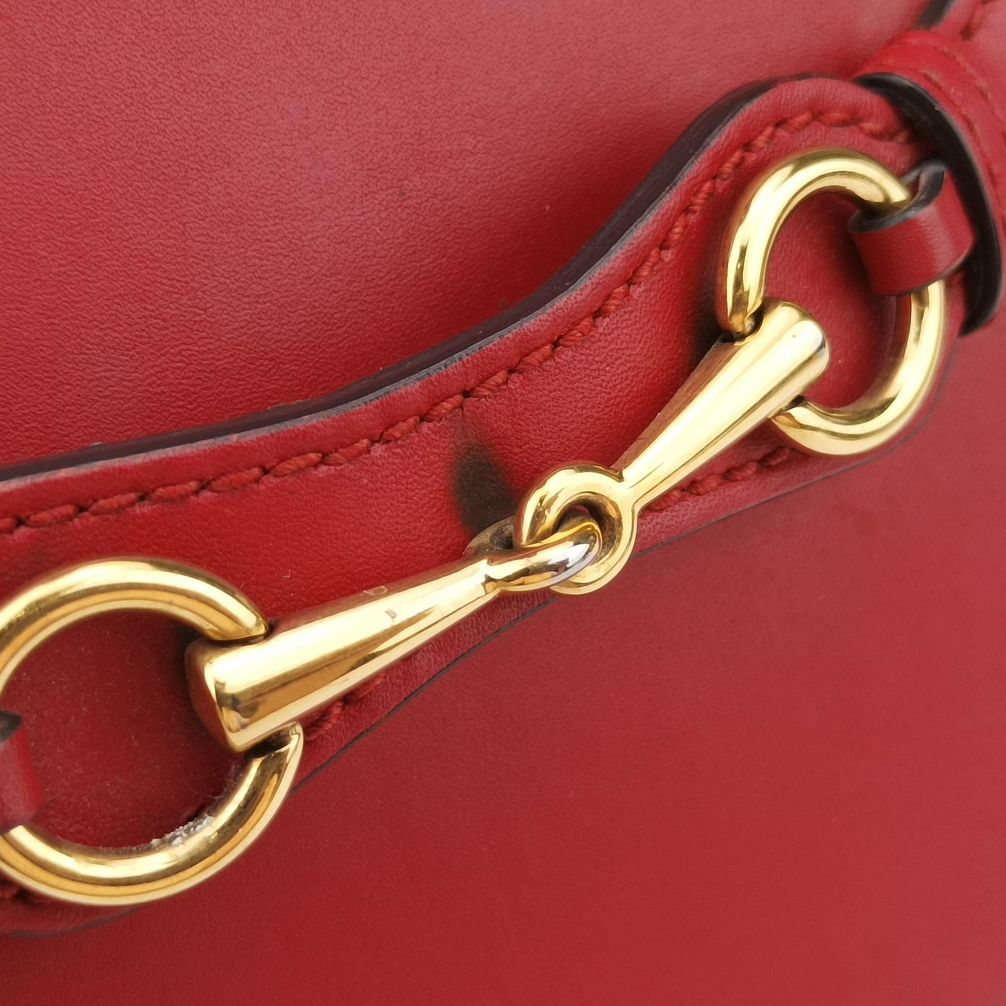 Pre-owned Gucci Lady Web Red Leather 380573 shoulderbag | stylenewstar