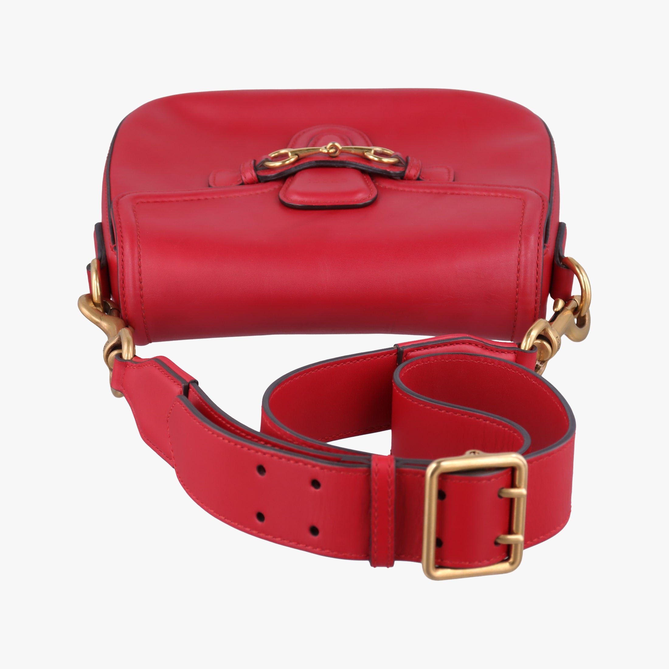 Pre-owned Gucci Lady Web Red Leather 380573 shoulderbag | stylenewstar