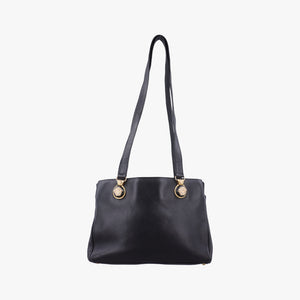 Pre-owned VERSACE Vintage Medusa Medallion Black Leather  shoulderbag | stylenewstar