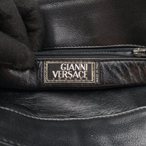 Pre-owned VERSACE Vintage Medusa Medallion Black Leather  shoulderbag | stylenewstar
