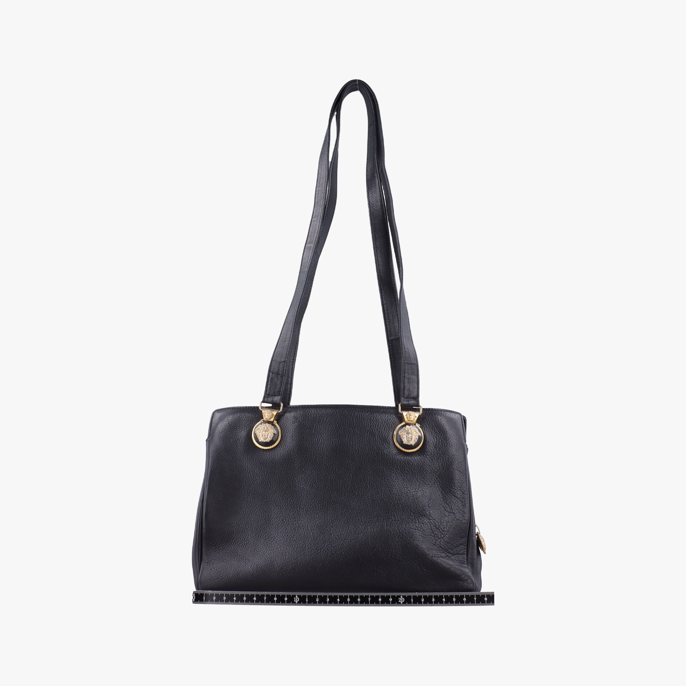 Pre-owned VERSACE Vintage Medusa Medallion Black Leather  shoulderbag | stylenewstar